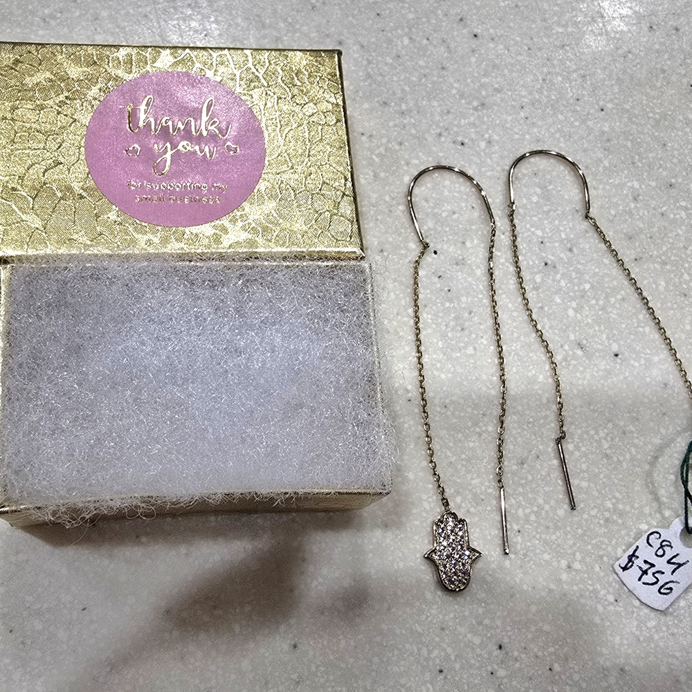 Elegant Gold Hamsa Chain Earrings